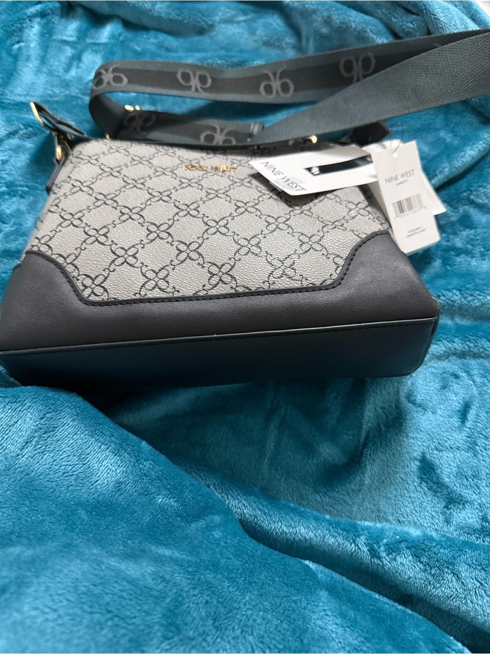 Nine West Gray Patterned Crossbody with Dark Trim